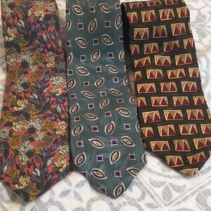 👔 Set of three neckties by Lands End 100% silk handmade USA